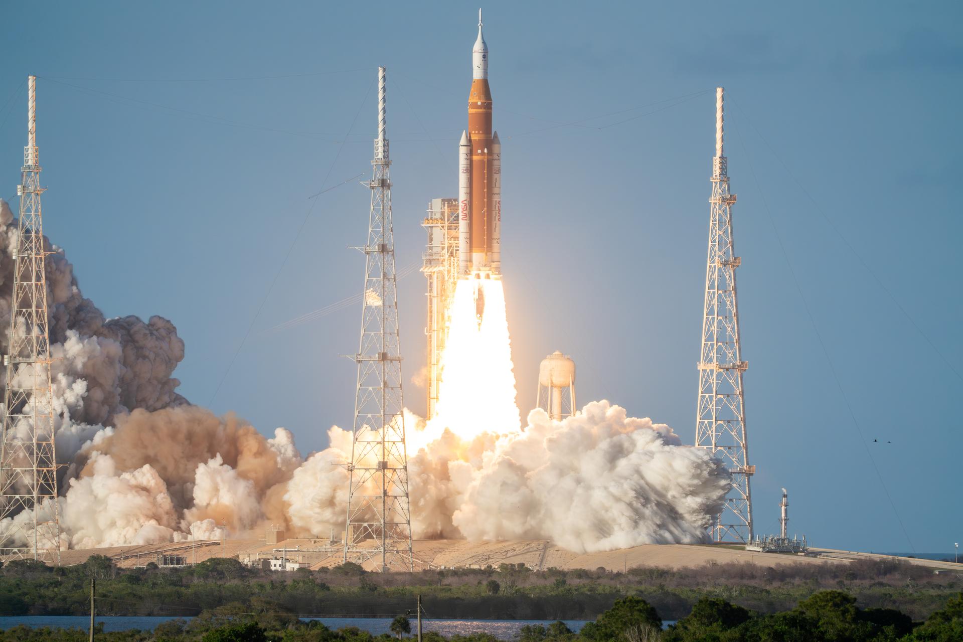 Four astronauts aboard NASA’s Orion spacecraft atop the SLS (Space Launch System) rocket launch on the agency’s Artemis II test flight, Wednesday, April 1 from Launch Complex 39B at NASA’s Kennedy Space Center in Florida. Artemis II lifted off at 6:35 p.m. ET. Artemis II is the first crewed mission of the agency’s Artemis campaign. The mission will send NASA astronauts Reid Wiseman, Victor Glover, and Christina Koch and CSA (Canadian Space Agency) astronaut Jeremy Hansen on an approximately 10-day journey around the Moon and back to Earth.